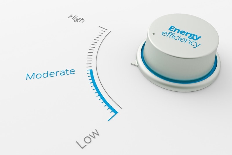 Energy efficiency knob set to moderate to represent what SEER means.